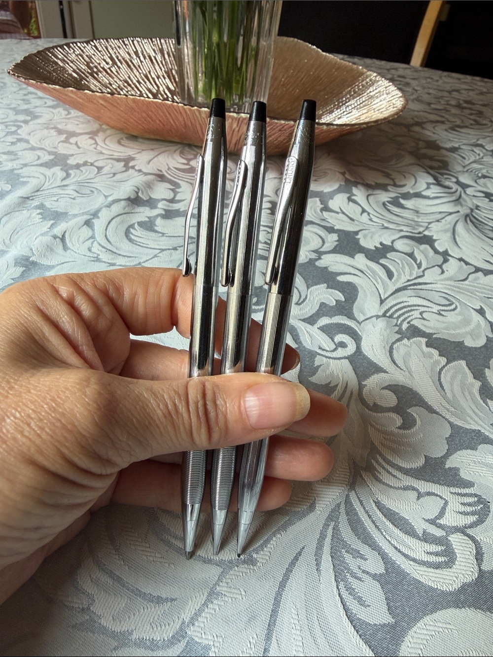 Cross pen and pencil set Silver Metal Retractable Ballpoint Pen - Pack of 3